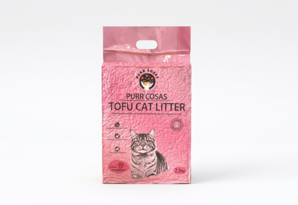 Arena de Tofu para Gatos Fresa (1 Bolsa - 2,5Kg)