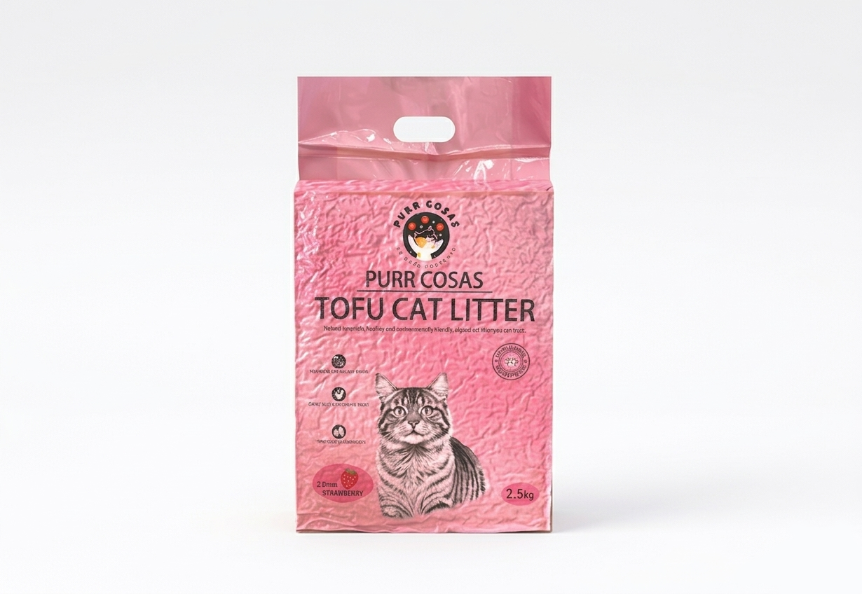 Arena de Tofu para Gatos Fresa (1 Bolsa - 2,5Kg)